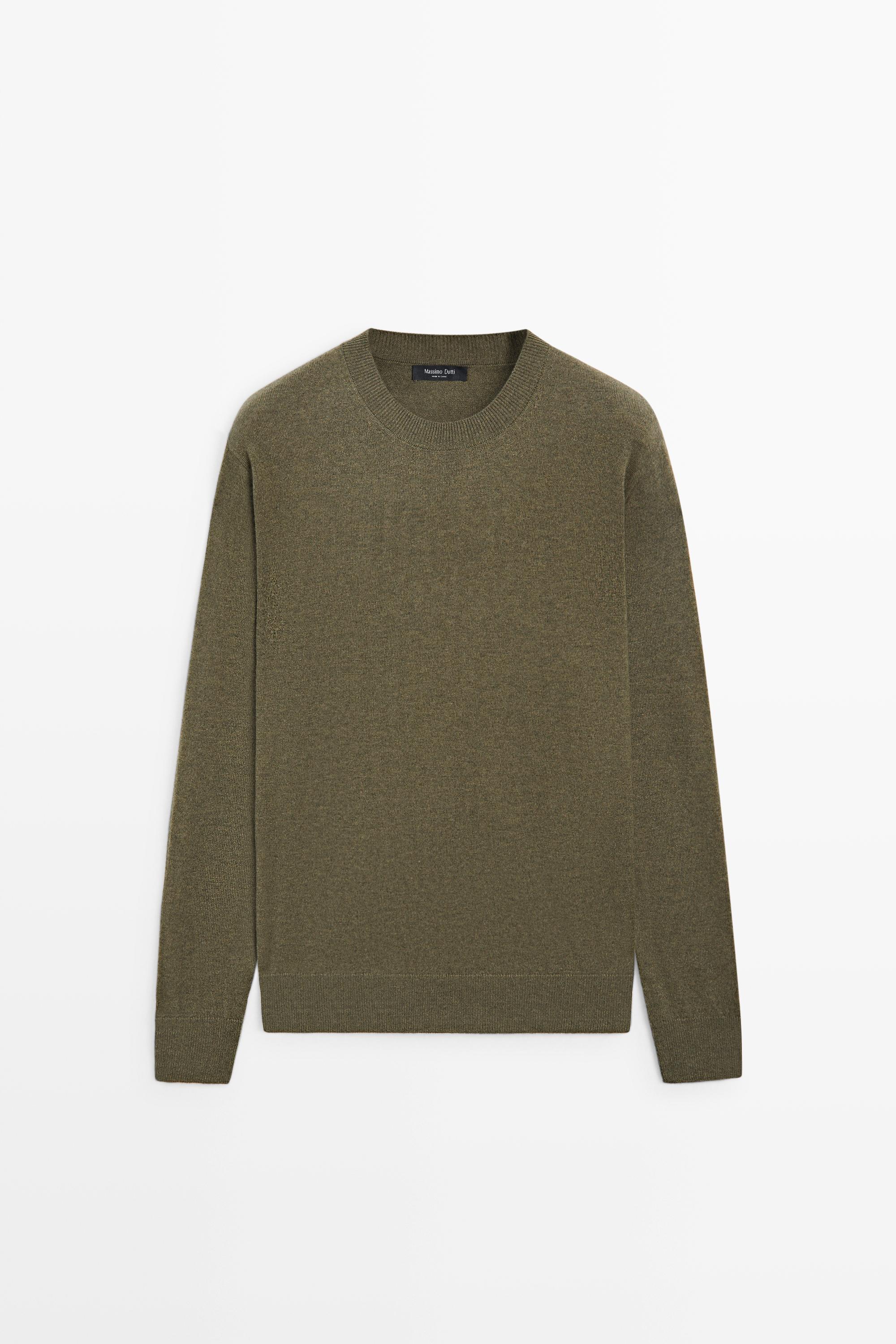 Wool blend round neck knit sweater